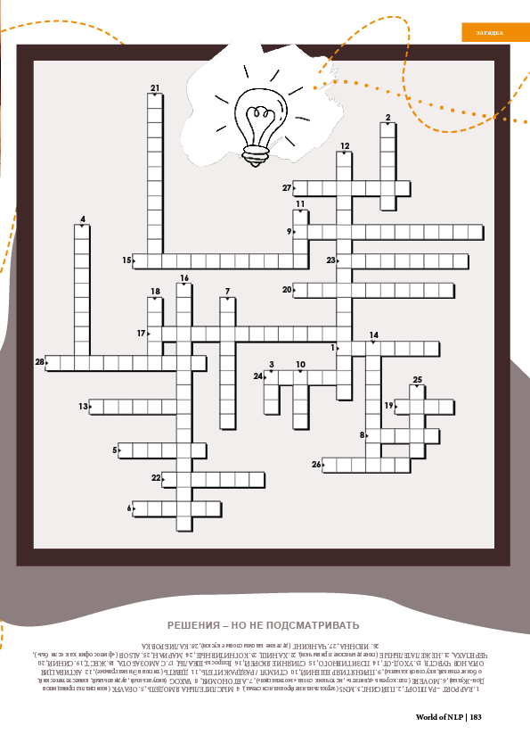 Kreuzworträtsel zur ersten Ausgabe des Magazins World of NLP